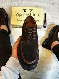 Pantofi Casual Piele Naturala 100% CAFE Barbati COD 942