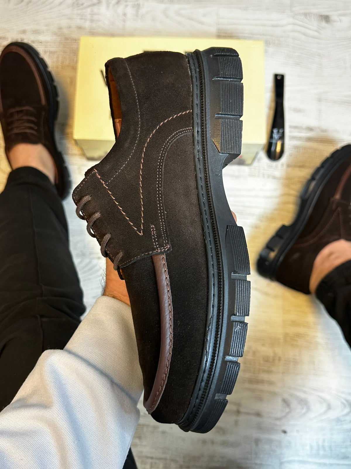 Pantofi Casual Piele Naturala 100% CAFE Barbati COD 942
