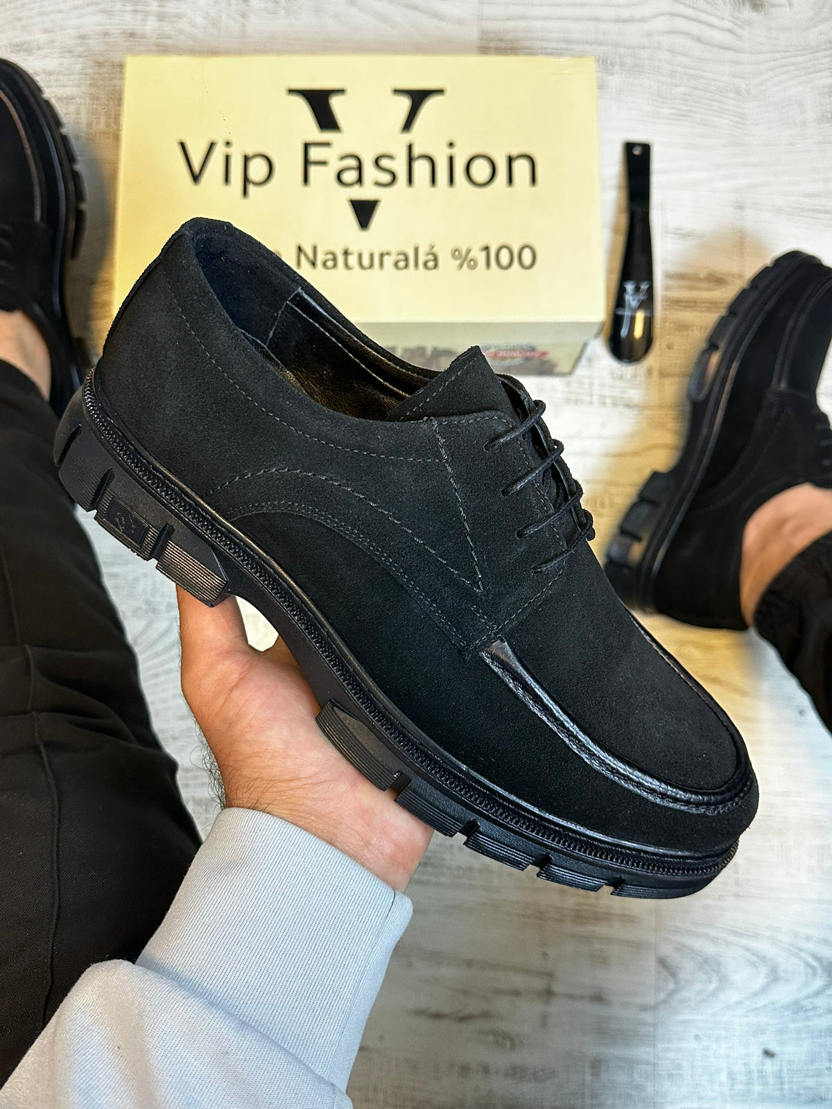 Pantofi Casual Piele Naturala 100% NEGRU Barbati COD 941