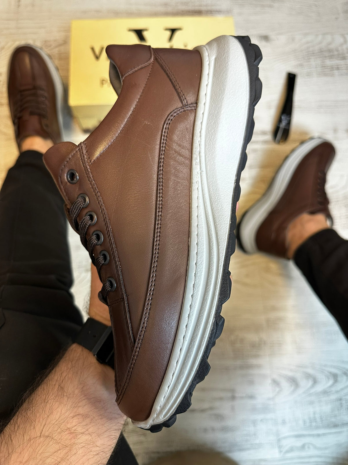 Pantofi Sport Barbati Cusuti H Fasion Premium, Piele Naturala 100% cod 955