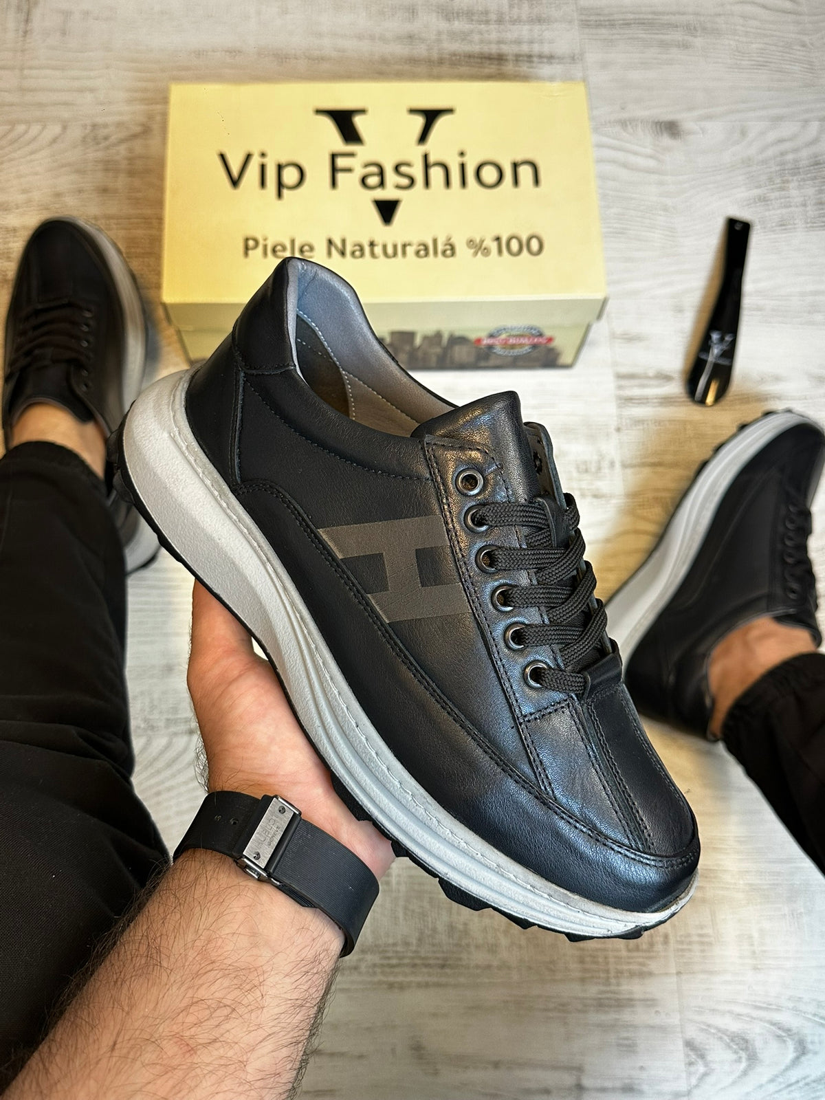 Pantofi Sport Barbati Cusuti H Fasion Premium, Piele Naturala 100% cod 956