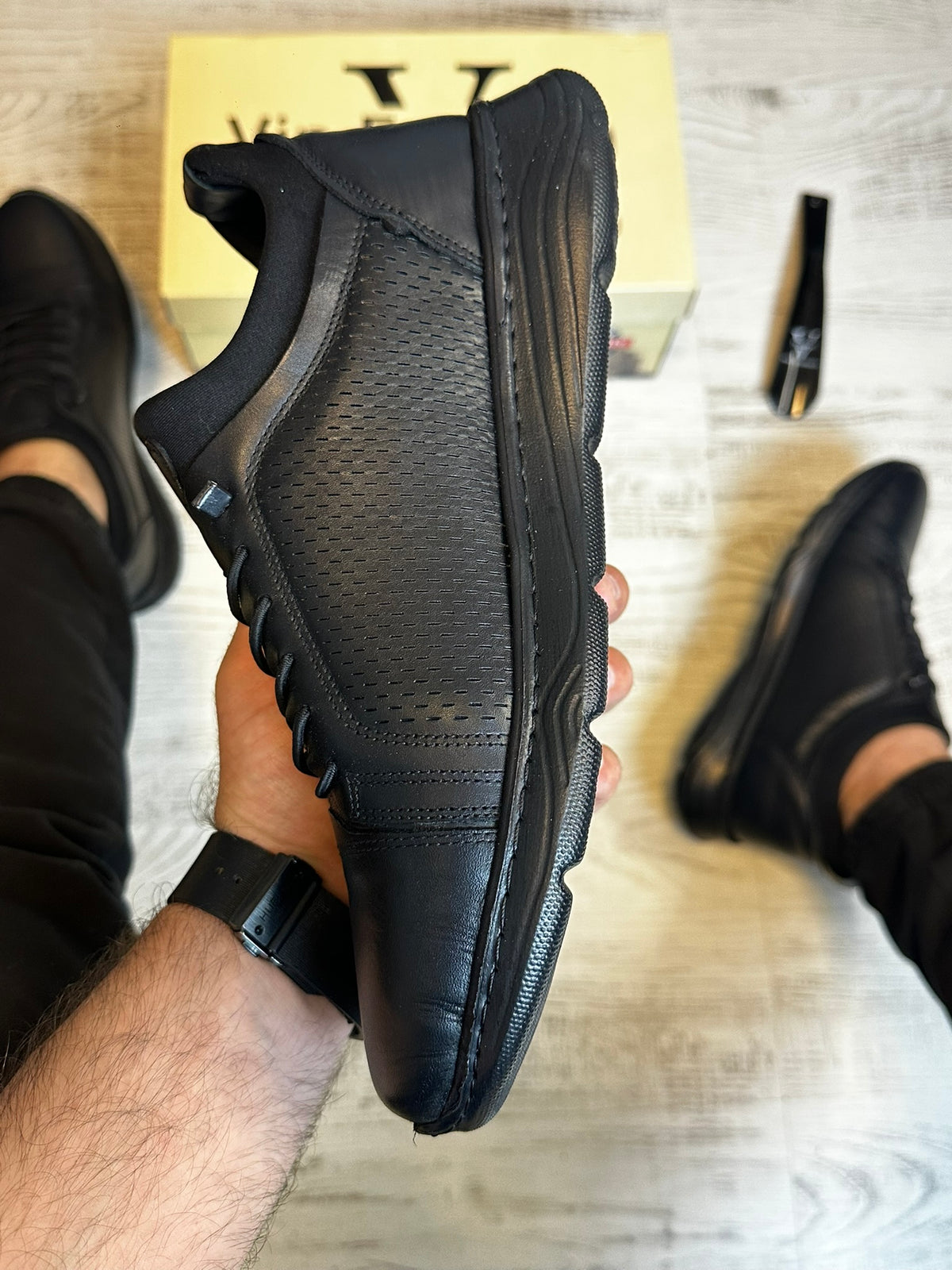 Pantofi Sport Barbati Cusuti DERIMOD, Piele Naturala 100% cod 961