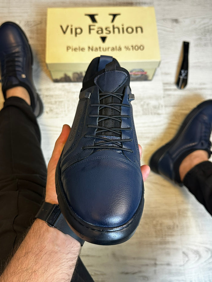 Pantofi Sport Barbati Cusuti DERIMOD, Piele Naturala 100% cod 960
