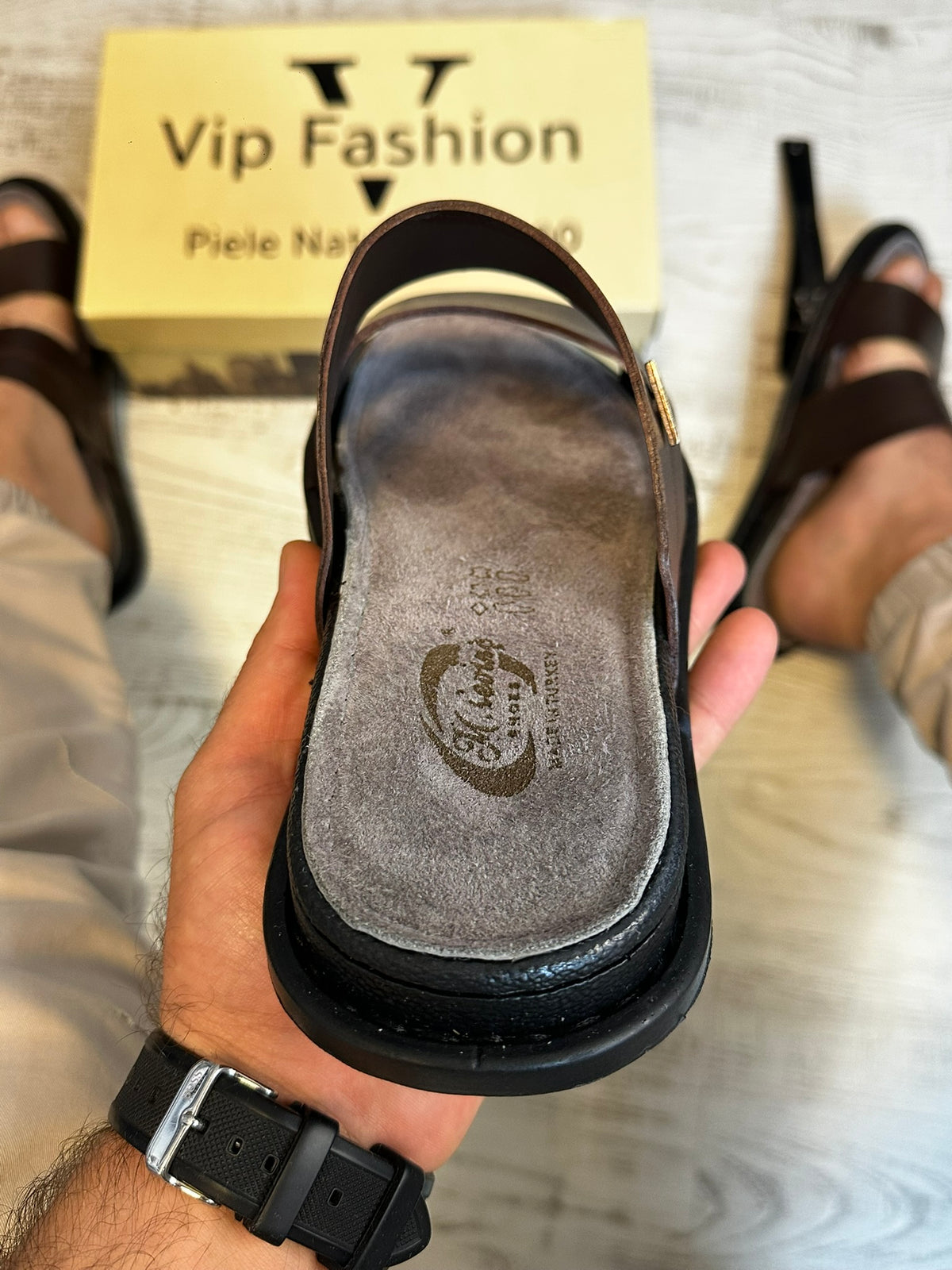 Papuci Barbati Premium Cusuti Din Piele Naturala 100% COD 975