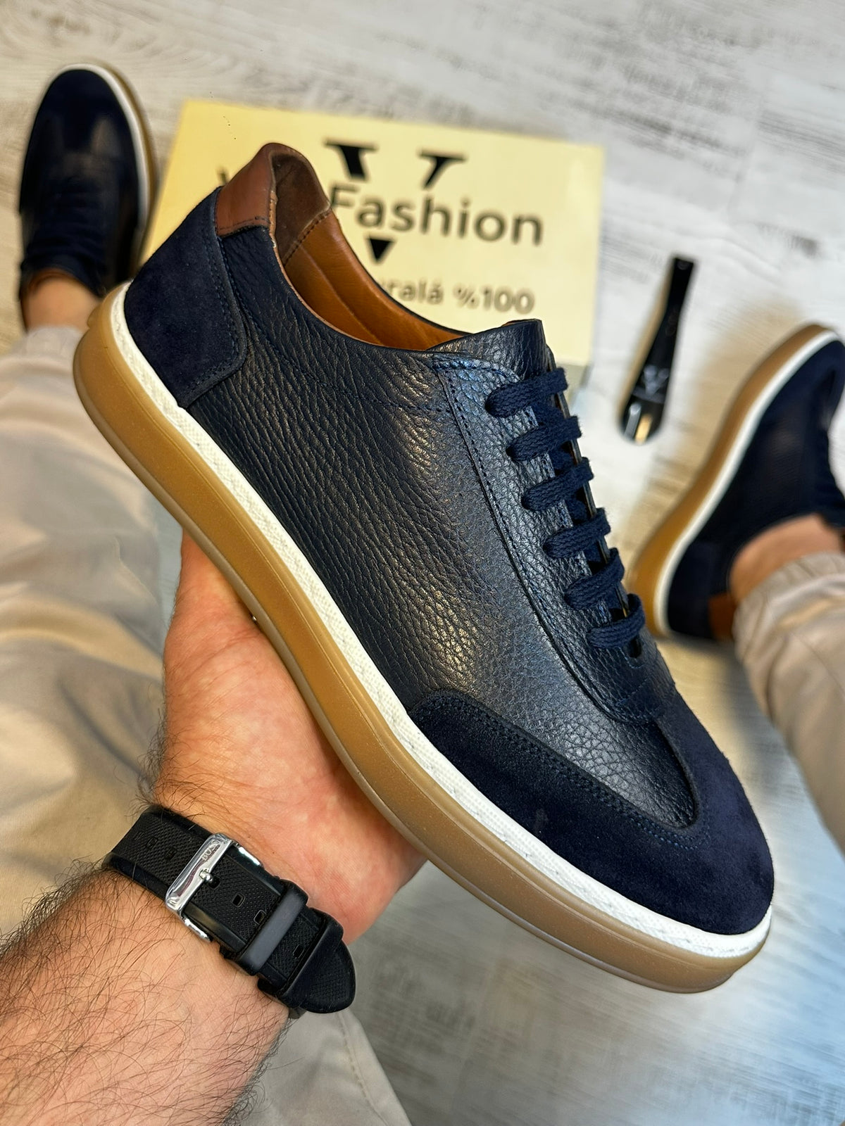 Pantofi Sport Barbati Cusuti Z Fasion Premium, Piele Naturala 100% COD 983
