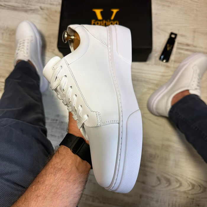 Pantofi Sport Barbati Siret FASHION Alb talpa alba  Piele Naturala  COD 776