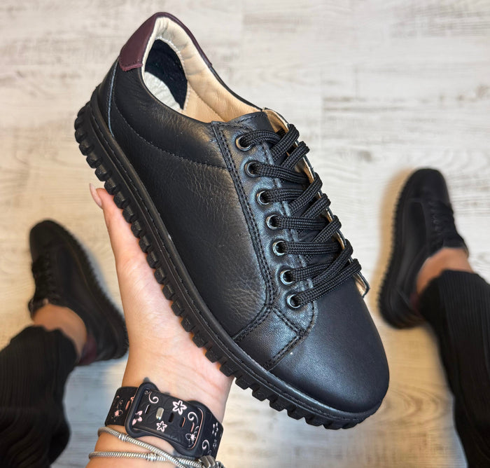 Pantofi damă casual cu șiret  din piele naturală Cod 839