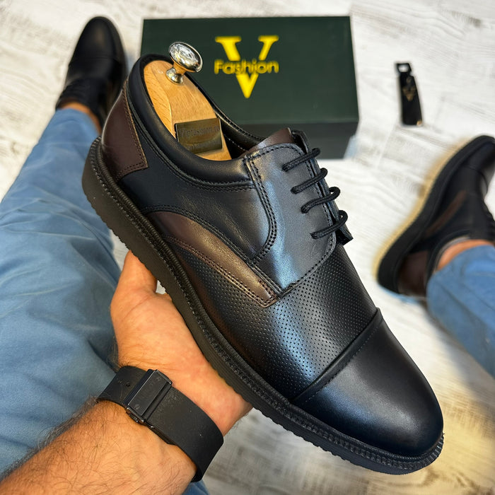 Pantofi Oxford Negru Maro Piele Naturala Barbati COD 806