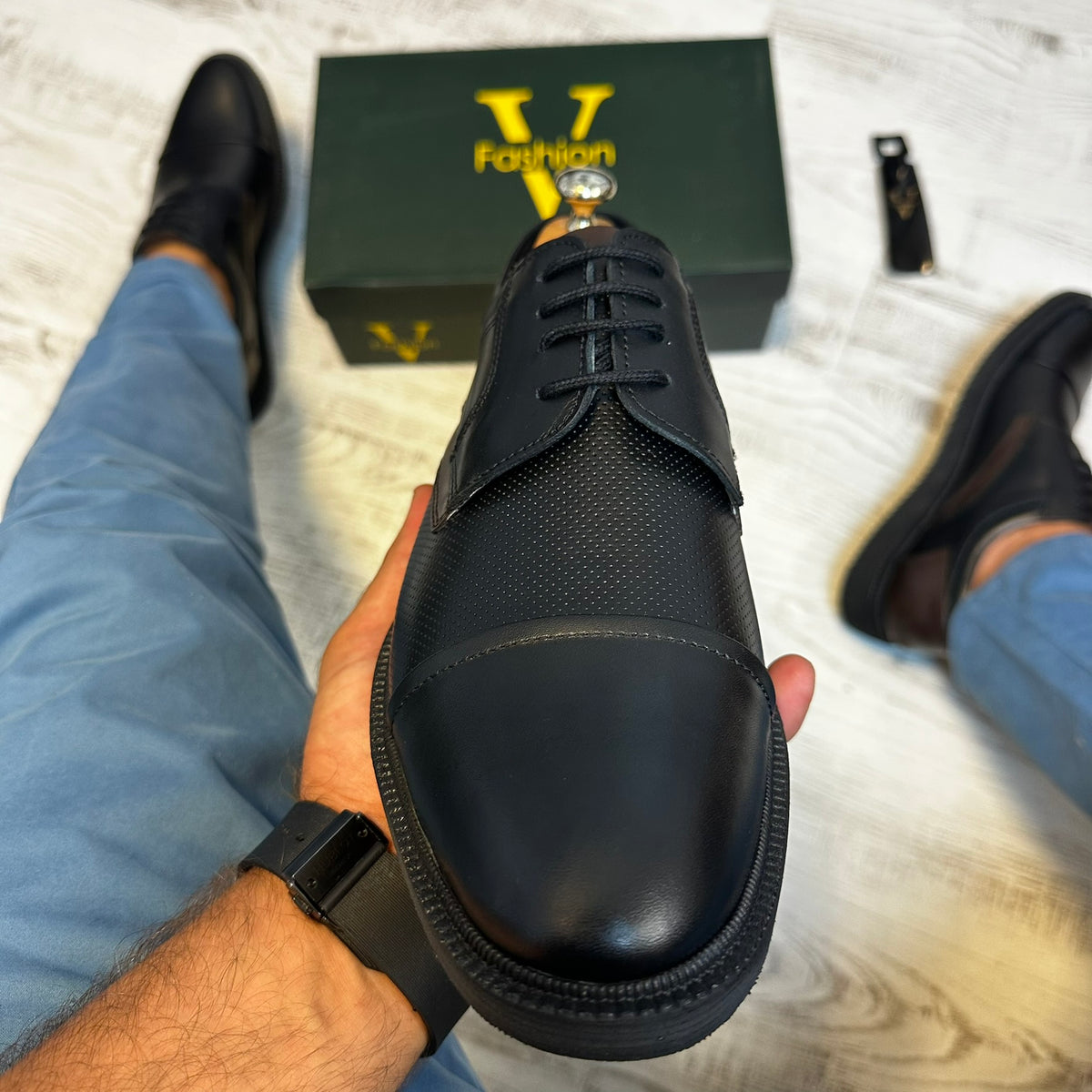 Pantofi Oxford Negru Maro Piele Naturala Barbati COD 806