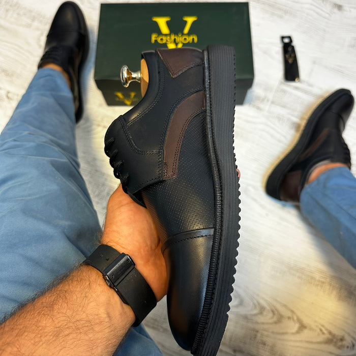 Pantofi Oxford Negru Maro Piele Naturala Barbati COD 806