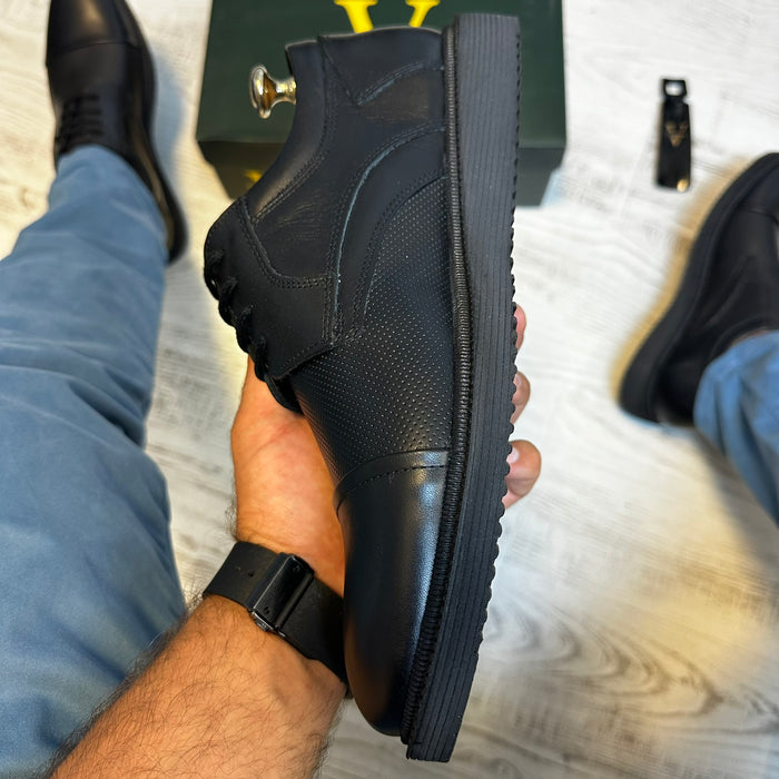 Pantofi Oxford Negru  Piele Naturala Barbati COD 807