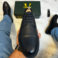 Pantofi Oxford Negru  Piele Naturala Barbati COD 807