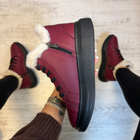 Ghete din piele naturală 100% Imblanite, BURGUNDY confortabile și rezistențente COD 178