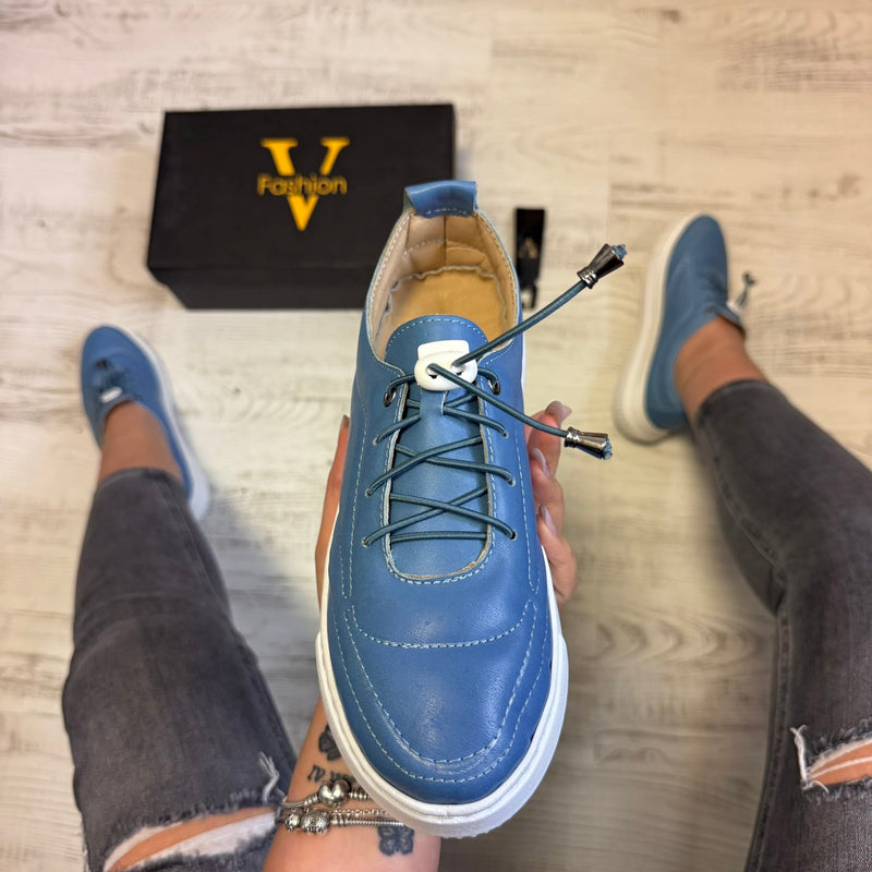 Pantofi damă casual cu șiret elastic din piele naturală Cod 749