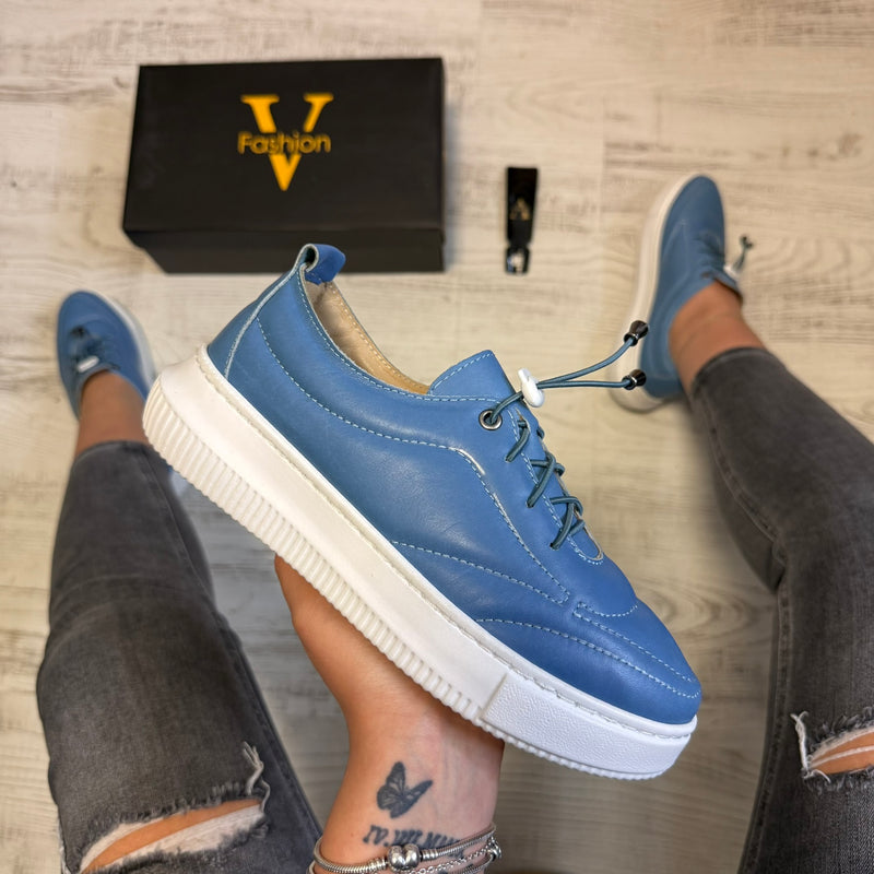 Pantofi damă casual cu șiret elastic din piele naturală Cod 749