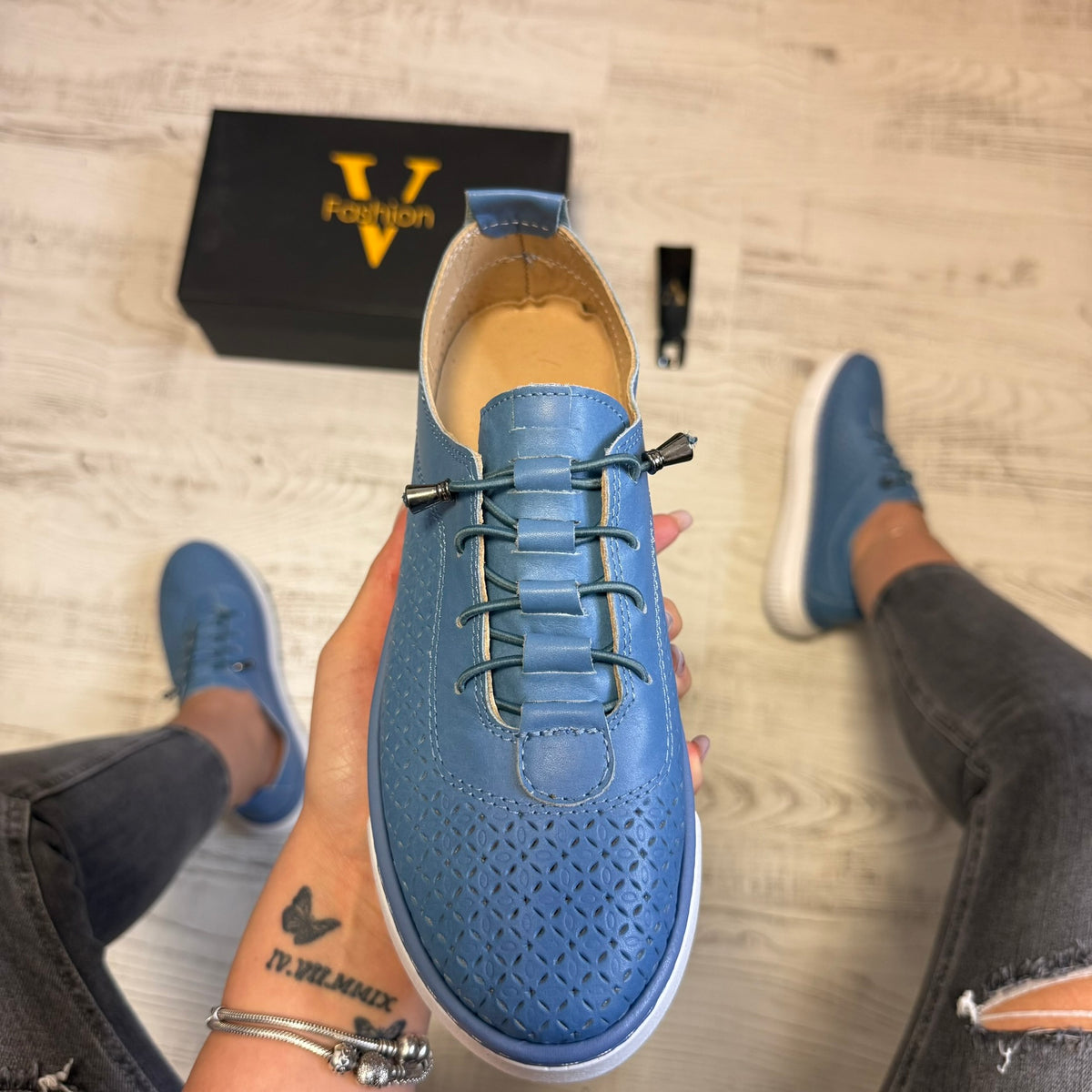 Pantofi damă casual cu șiret elastic din piele naturală Cod 750