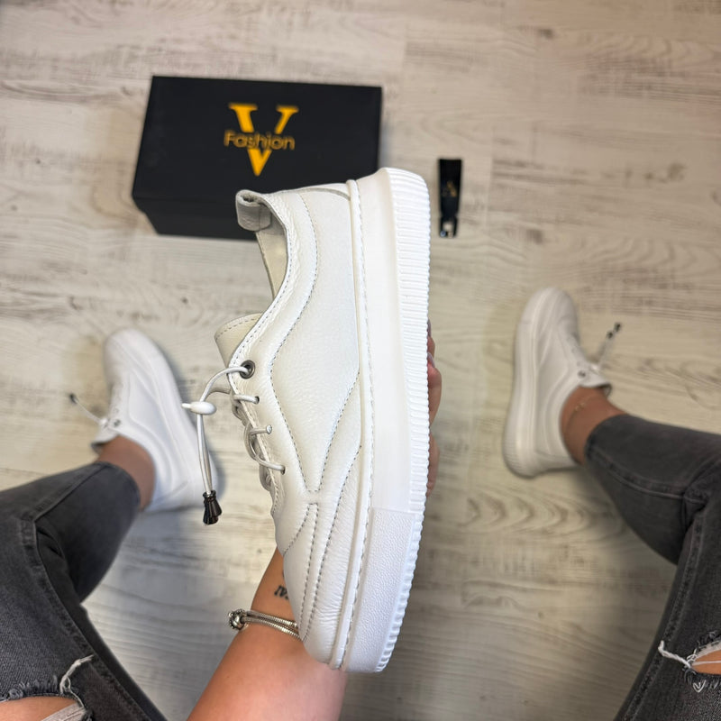 Pantofi damă casual cu șiret elastic din piele naturală Cod 747