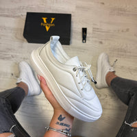 Pantofi damă casual cu șiret elastic din piele naturală Cod 747