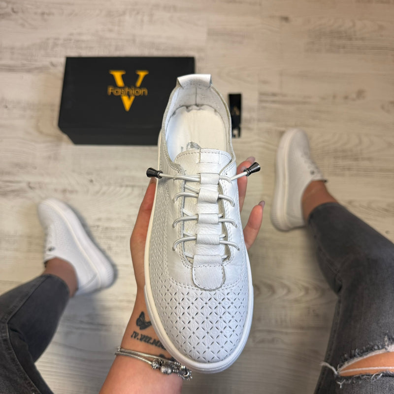 Pantofi damă casual cu șiret elastic din piele naturală Cod 754