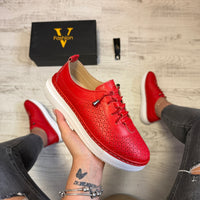 Pantofi damă casual cu șiret elastic din piele naturală Cod 752