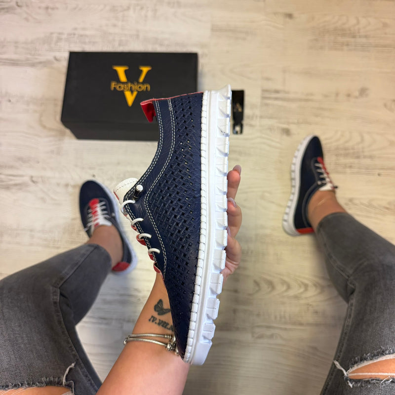 Pantofi damă casual cu șiret elastic din piele naturală Cod 766