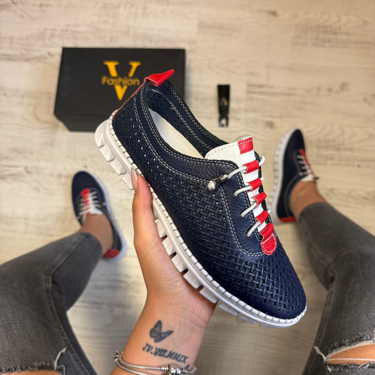 Pantofi damă casual cu șiret elastic din piele naturală Cod 766