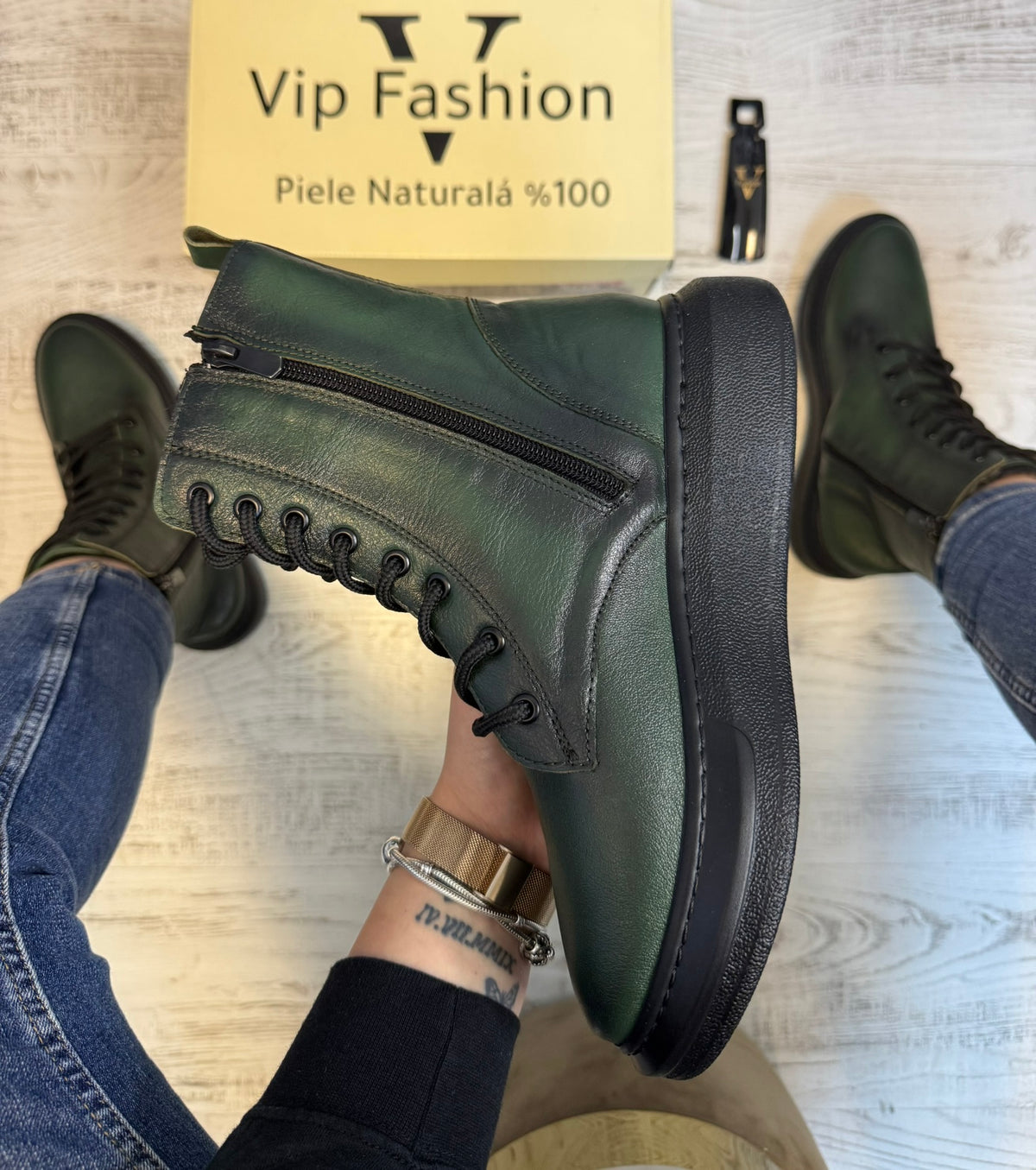 Ghete inalte din piele naturală 100% Imblanite, confortabile și rezistențente COD 886