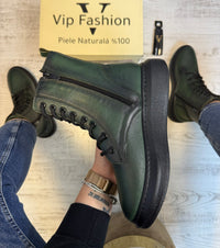 Ghete inalte din piele naturală 100% Imblanite, confortabile și rezistențente COD 886