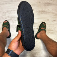 Papuci Verzi Barbati Premium Cusuti Din Piele Naturala 100% COD 799