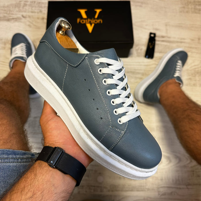 Pantofi Sport Barbati Siret Jens-alb Casual Piele Naturala  COD 800