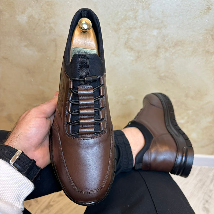 Pantofi Sport Casual barbati, NEGRU Cusuti ,  usori si confortabili , Piele Naturala cod 663